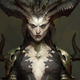 A demonic woman is standing menacingly.